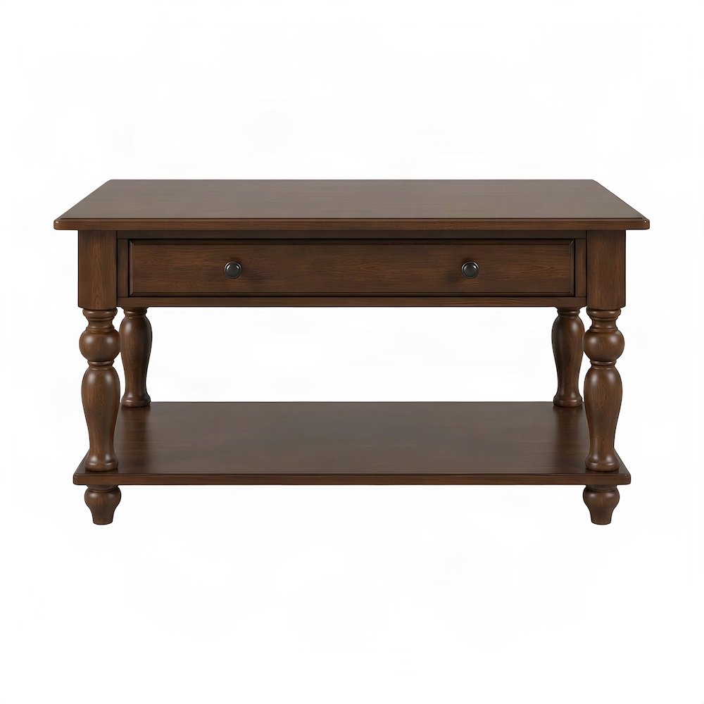 Veneer-Finish Composite Wood End Table, Small Side and Accent Table, Walnut