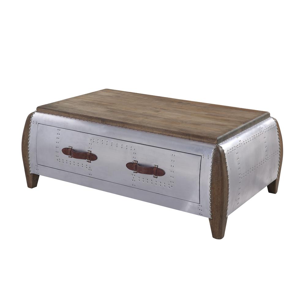 Brancaster Coffee Table, Antique Oak & Aluminum