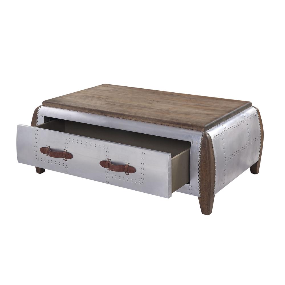 Brancaster Coffee Table, Antique Oak & Aluminum