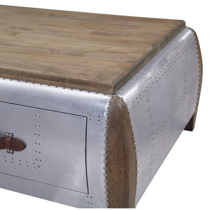 Brancaster Coffee Table, Antique Oak & Aluminum