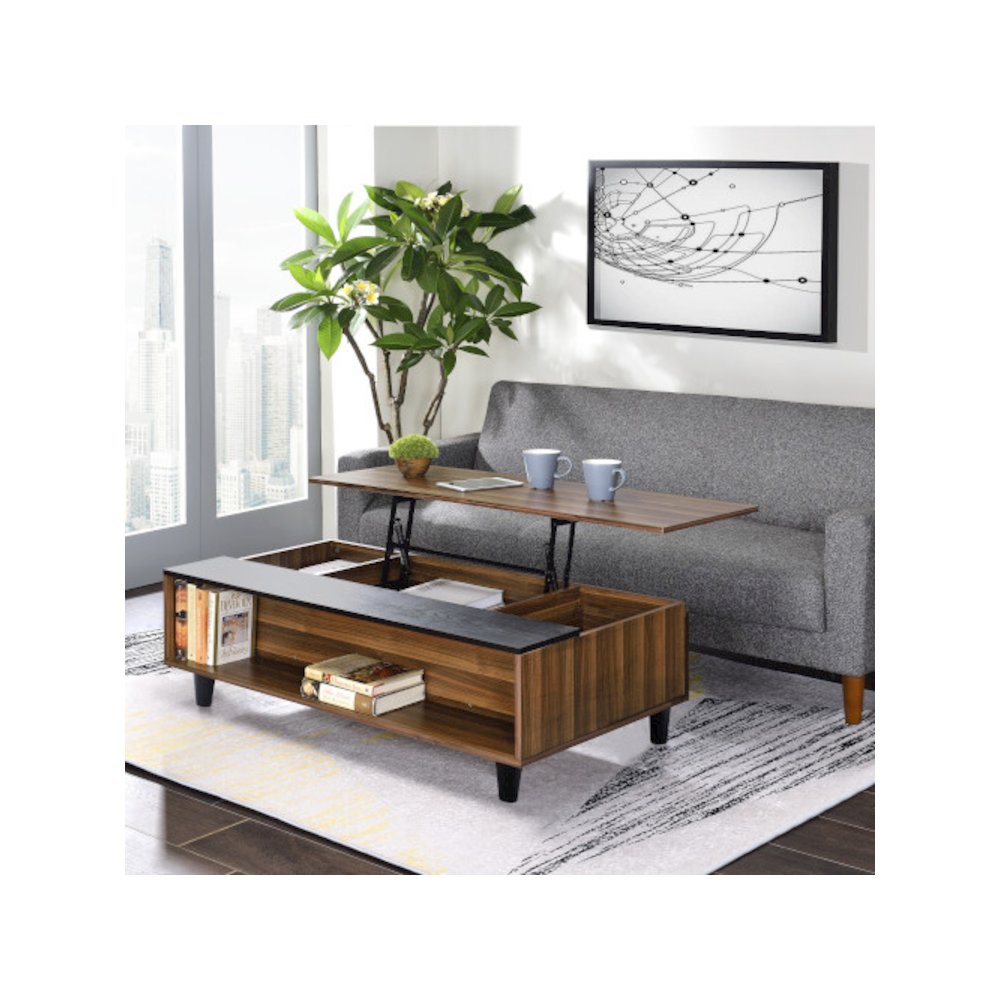 Avala Coffee Table w/Lift Top, Walnut & Black