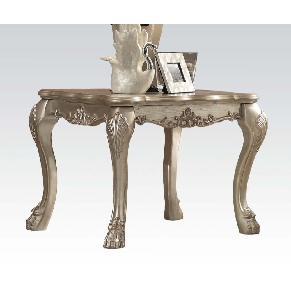 Dresden End Table, Gold Patina & Bone