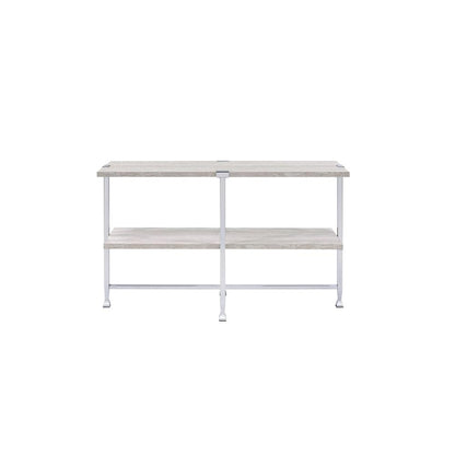 Brecon Sofa Table, White Oak & Chrome
