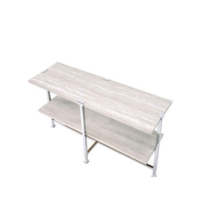 Brecon Sofa Table, White Oak & Chrome