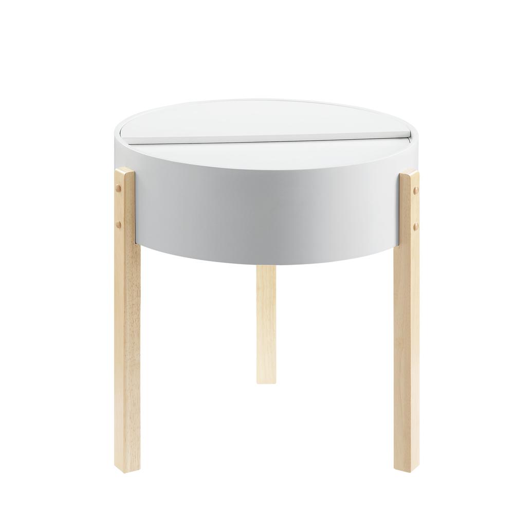 Bodfish End Table, White & Natural