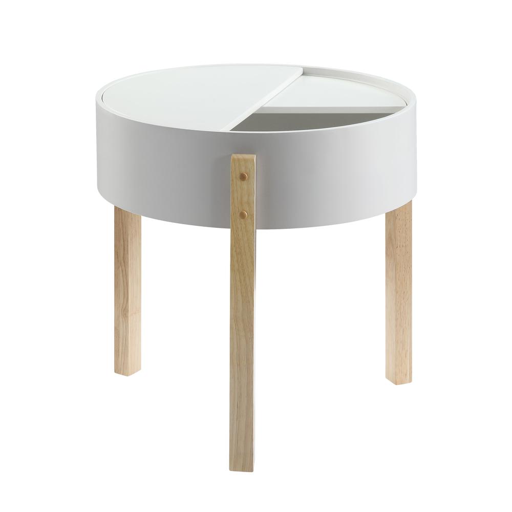 Bodfish End Table, White & Natural
