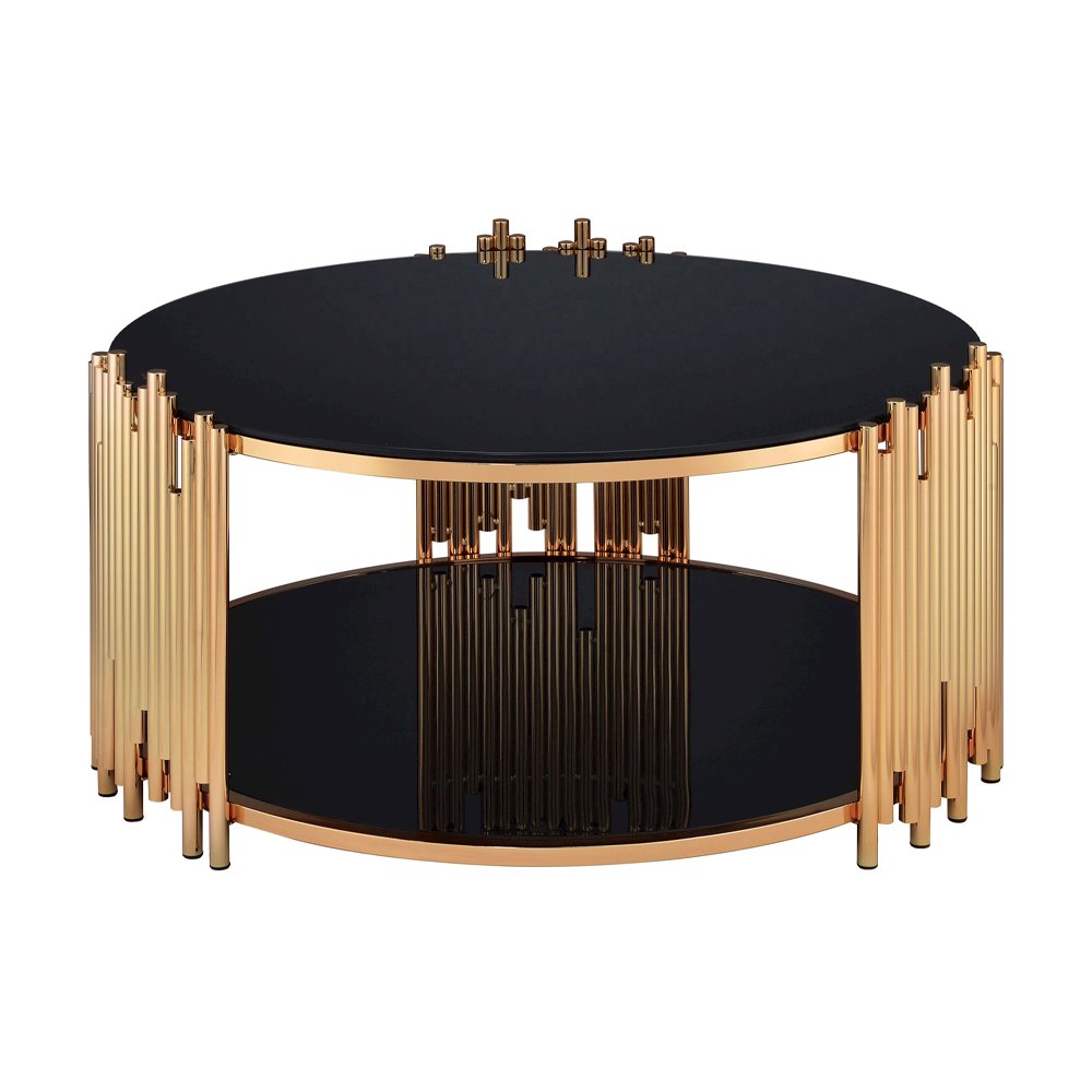 Tanquin Coffee Table, Gold & Black Glass