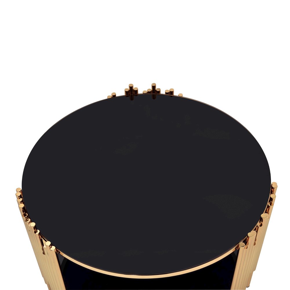 Tanquin Coffee Table, Gold & Black Glass