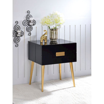 Denvor End Table, Black & Gold