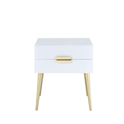 Denvor End Table, White & Gold