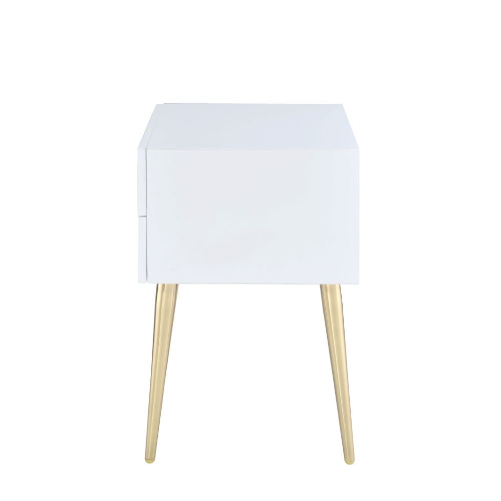 Denvor End Table, White & Gold