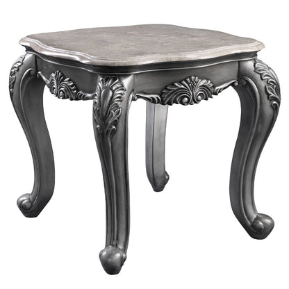 Ariadne End Table, Natural Marble Top & Platinum