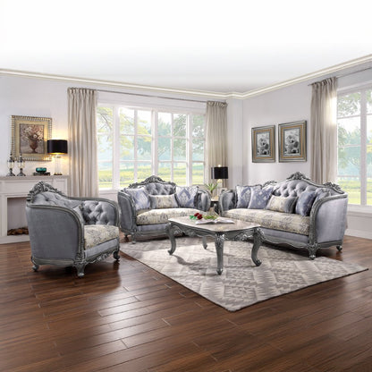 Ariadne End Table, Natural Marble Top & Platinum