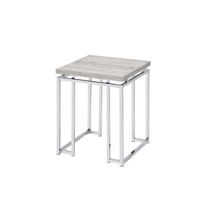 Chafik End Table, Natural Oak & Chrome