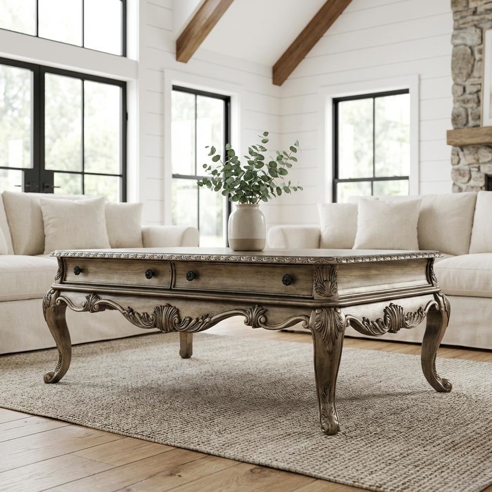Vintage Oak Coffee Table with Wood Veneer Top and Sturdy MDF Base