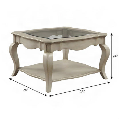 Traditional Wood Side Table, Small End Table for Living Room, Antique Taupe