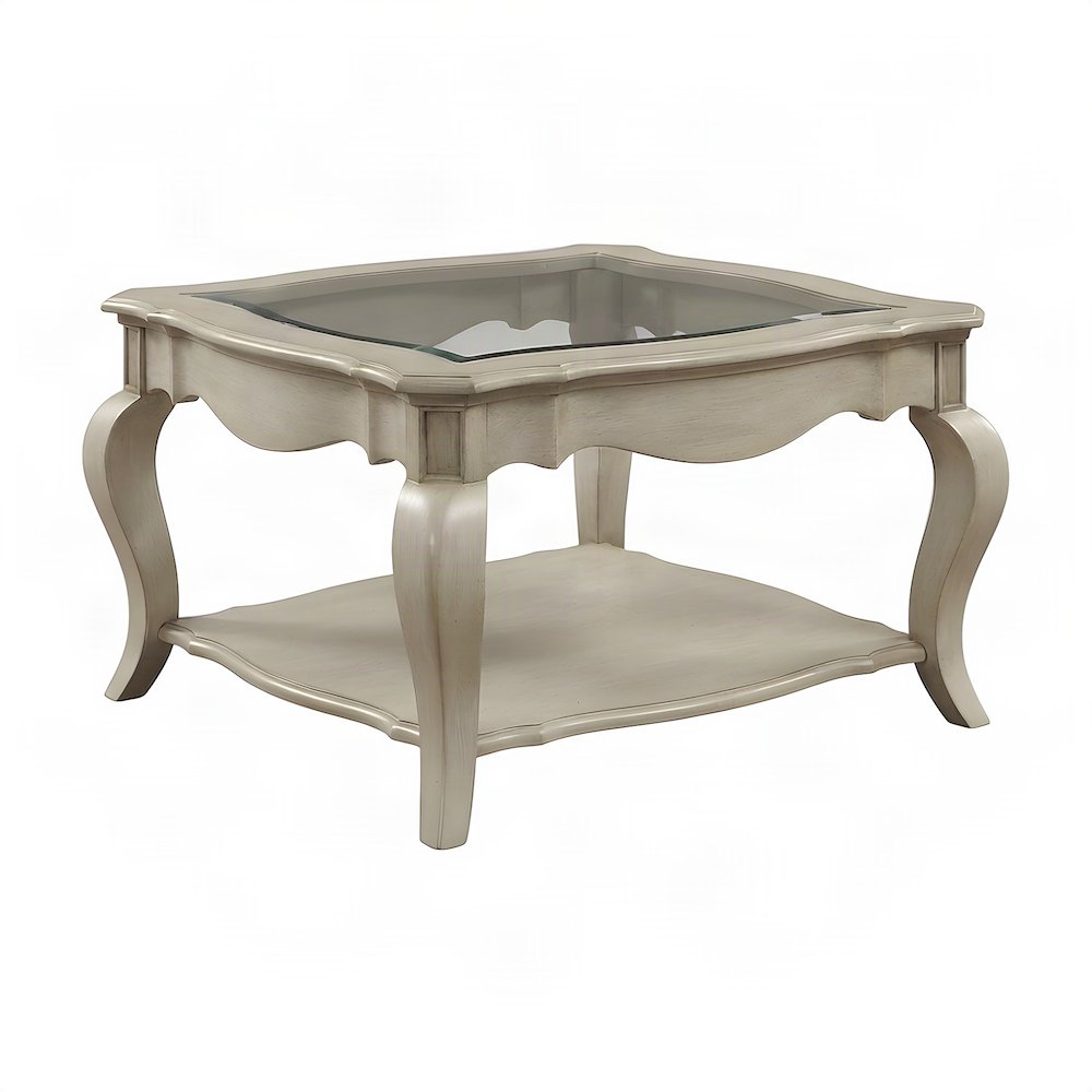 Traditional Wood Side Table, Small End Table for Living Room, Antique Taupe