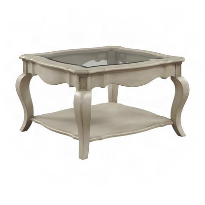 Traditional Wood Side Table, Small End Table for Living Room, Antique Taupe