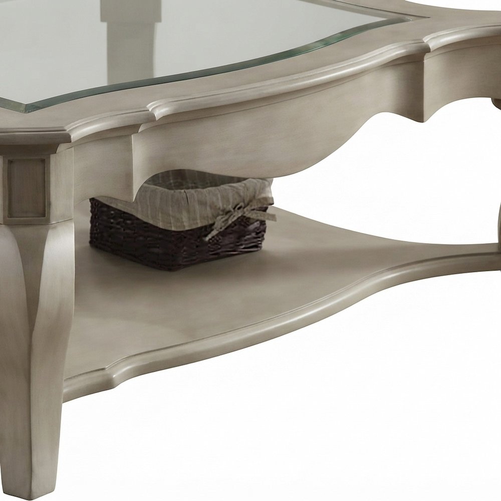 Traditional Wood Side Table, Small End Table for Living Room, Antique Taupe