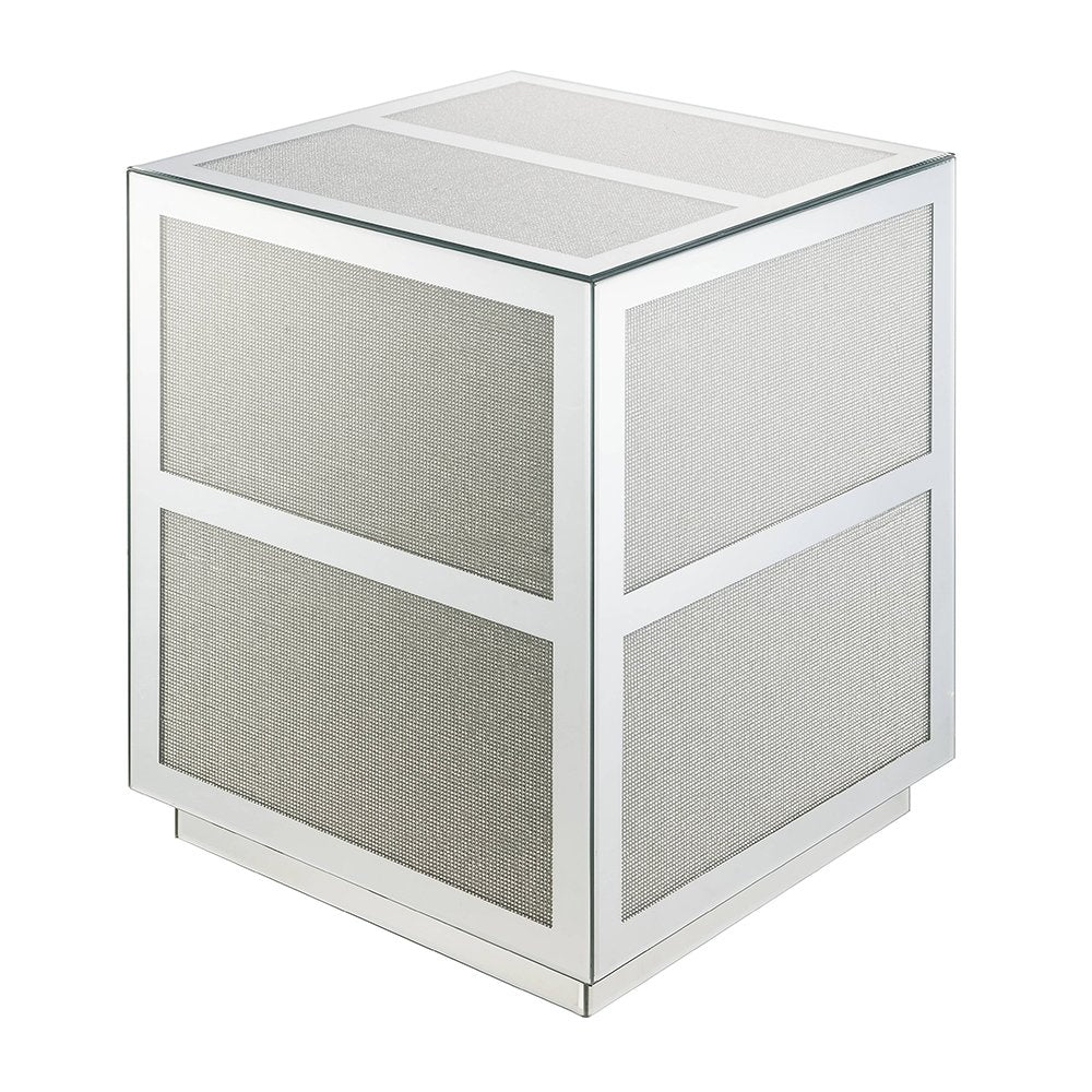 Noralie End Table, Mirrored, Faux Diamonds