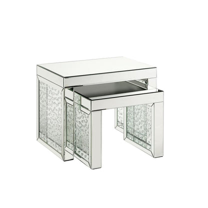 Nysa Accent Table, Mirrored & Faux Crystals Inlay