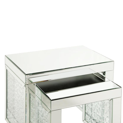 Nysa Accent Table, Mirrored & Faux Crystals Inlay