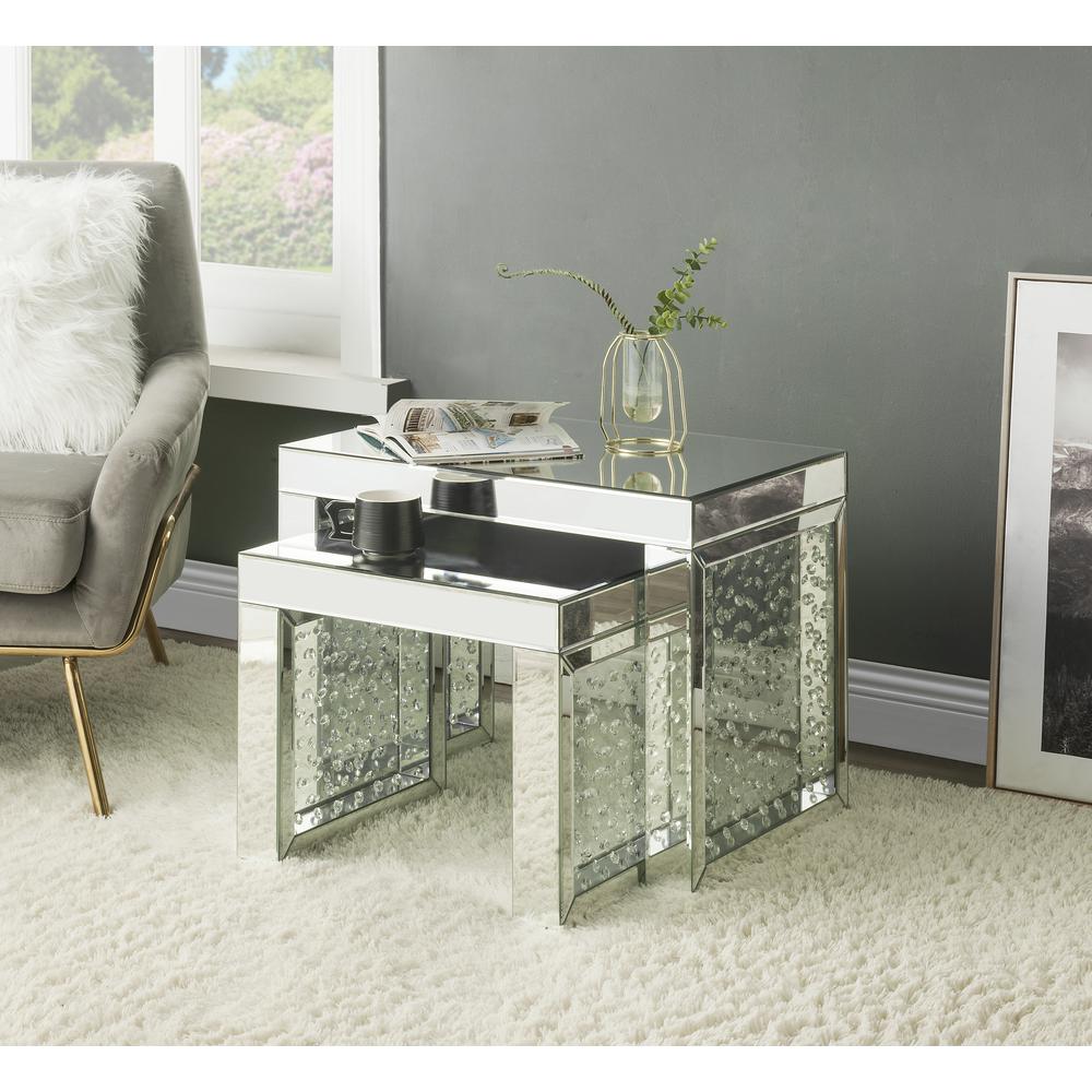 Nysa Accent Table, Mirrored & Faux Crystals Inlay