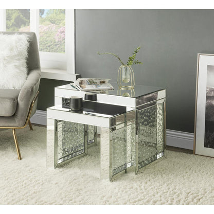 Nysa Accent Table, Mirrored & Faux Crystals Inlay