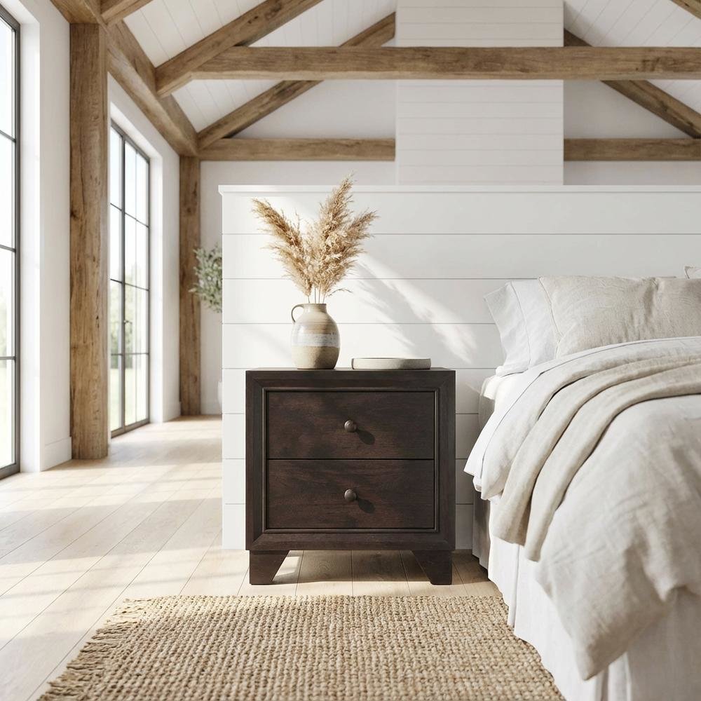 Transitional Espresso Nightstand with Sleek Finish and Functional Design