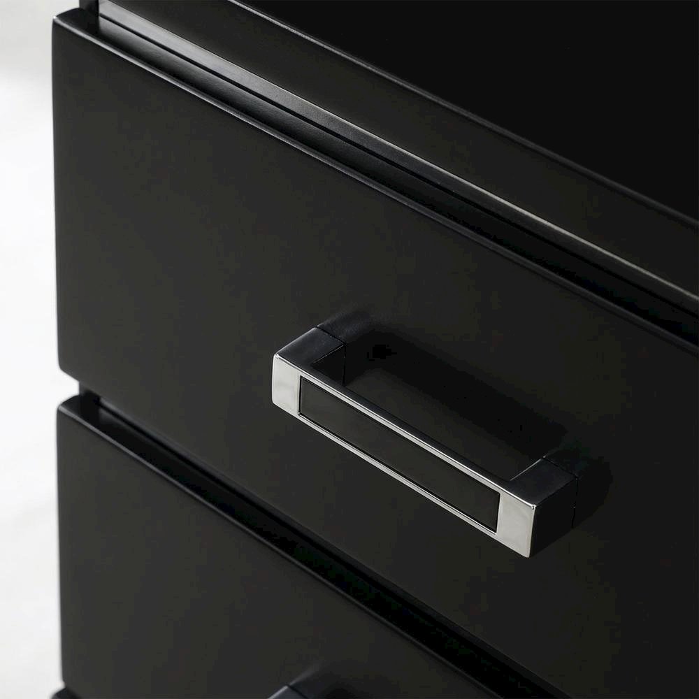 Black Finish Nightstand with Modern Storage Design