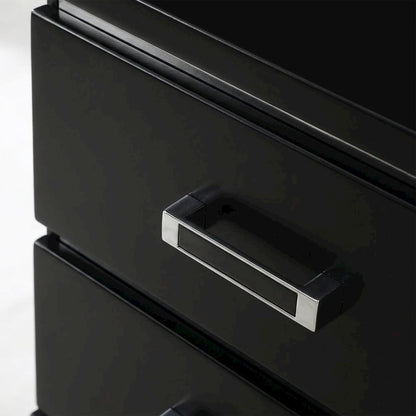 Black Finish Nightstand with Modern Storage Design