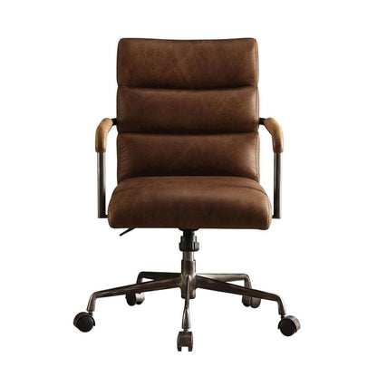 Retro Brown Top Grain Leather Executive Office Chair With Vintage Style