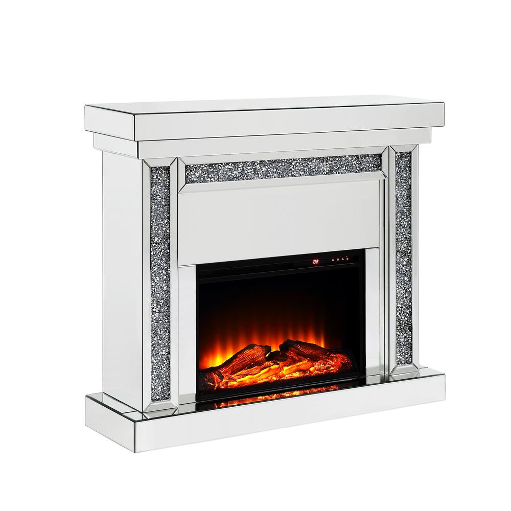 Noralie Fireplace, Mirrored & Faux Diamonds