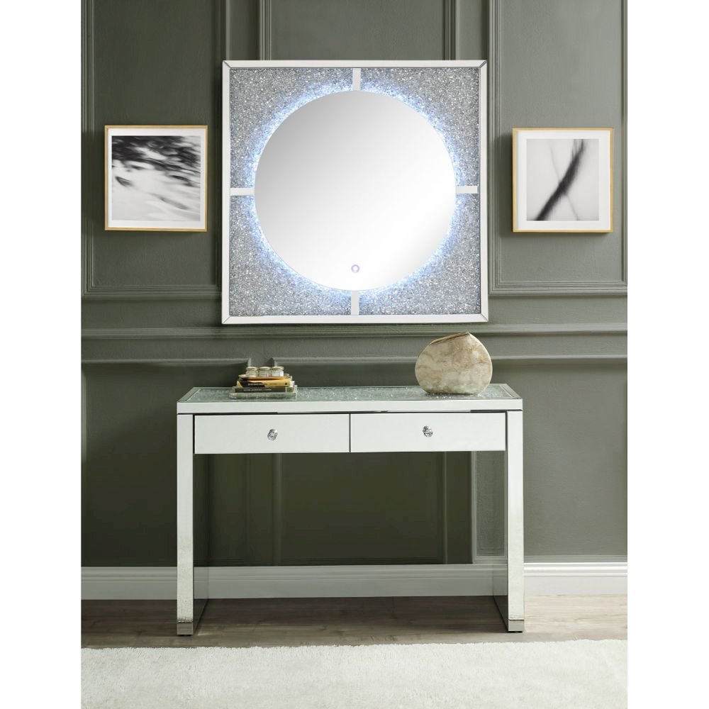Noralie Console Table, Mirrored & Faux Diamonds