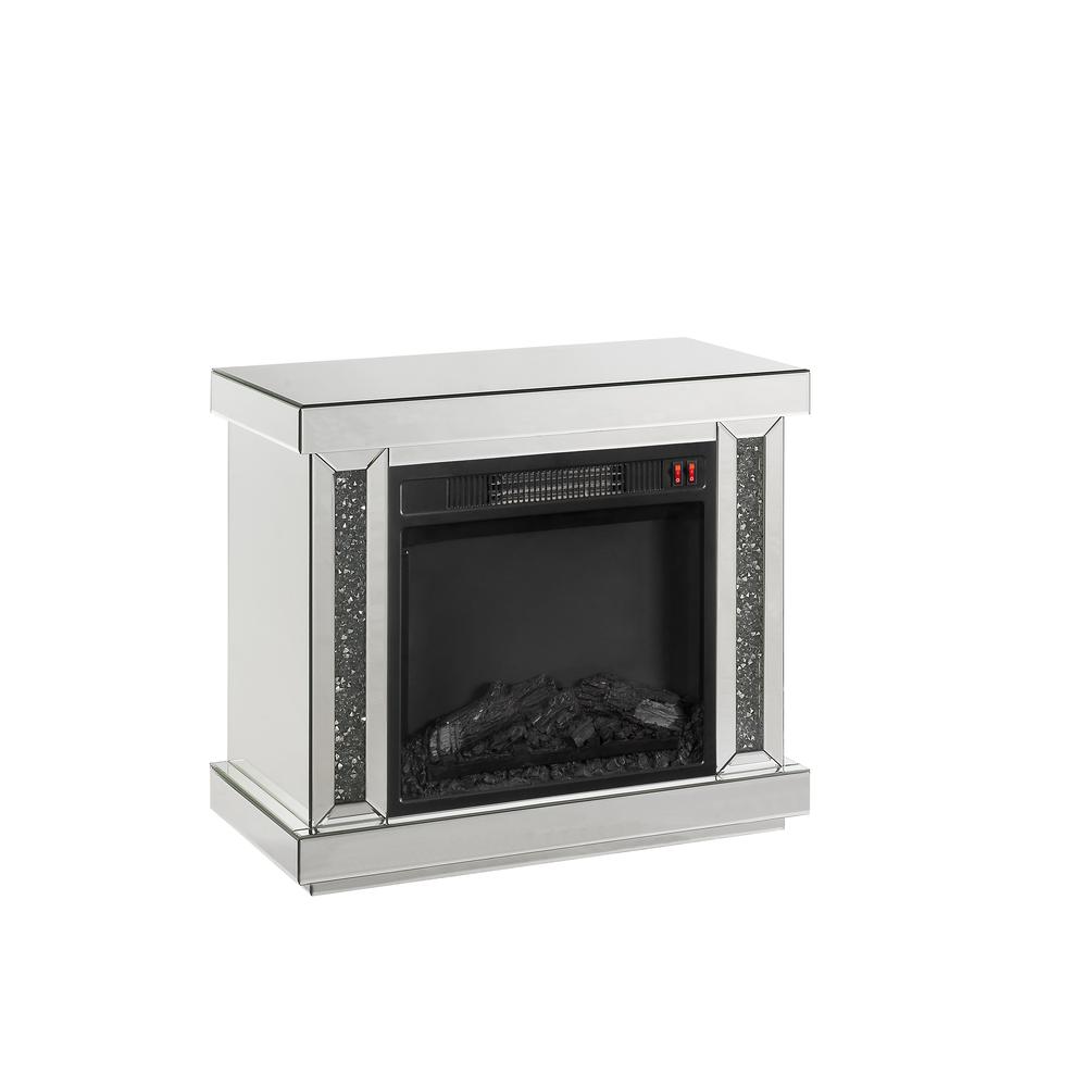 Noralie Fireplace, LED, Mirrored & Faux Diamonds