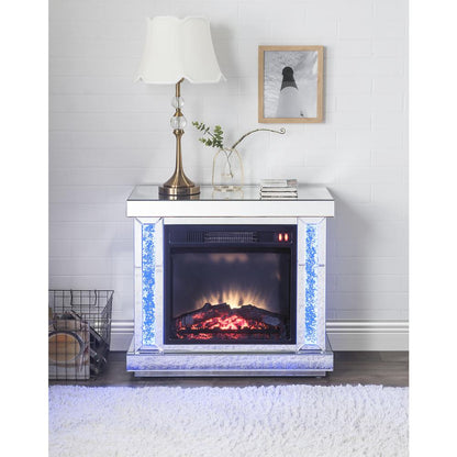 Noralie Fireplace, LED, Mirrored & Faux Diamonds