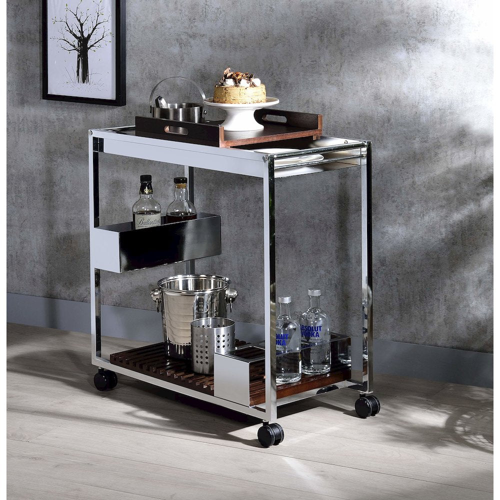 Lisses Serving Cart, Chrome