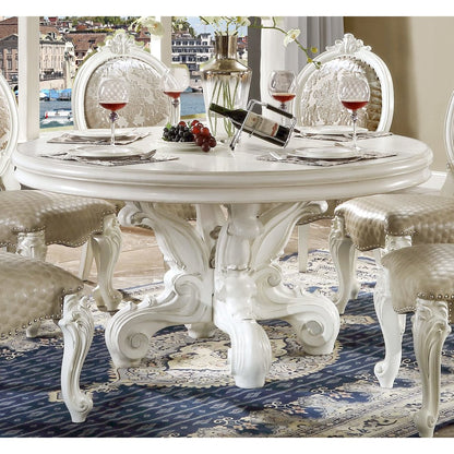 Versailles Round Dining Table, Leatherette & Bone White
