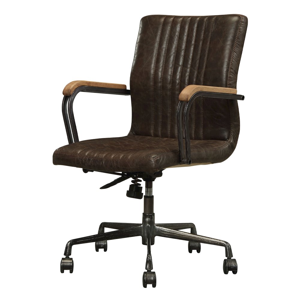 Joslin Office Chair, Distress Chocolate Top Grain Leather