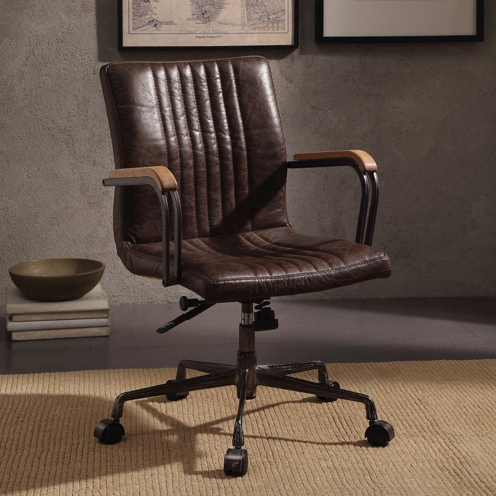 Joslin Office Chair, Distress Chocolate Top Grain Leather