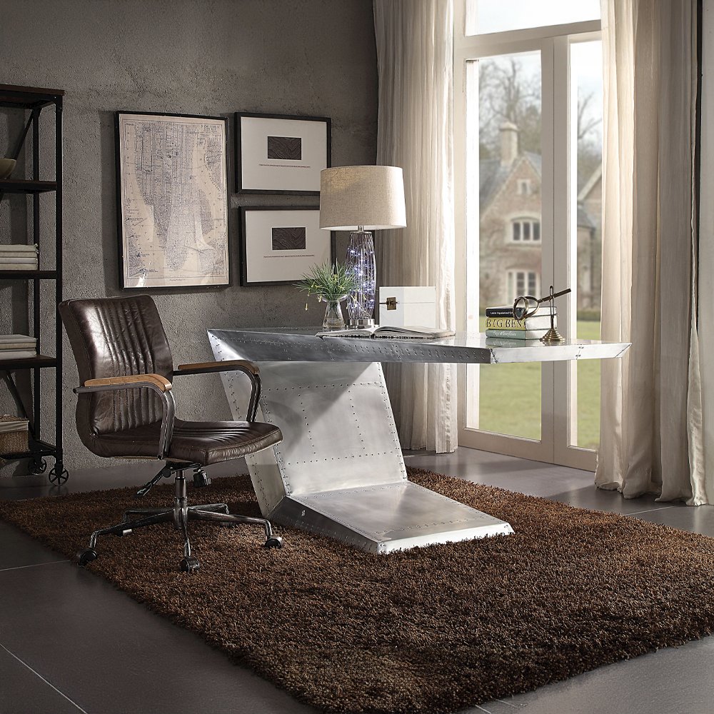 Joslin Office Chair, Distress Chocolate Top Grain Leather