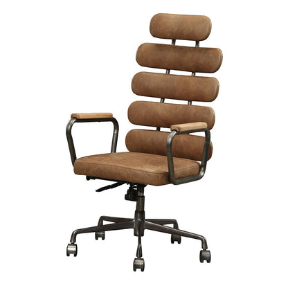 Calan Swivel Office Chair, Retro Brown Top Grain Leather
