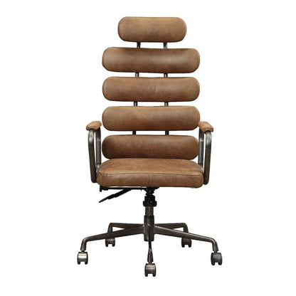 Calan Swivel Office Chair, Retro Brown Top Grain Leather