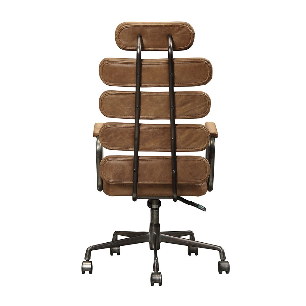 Calan Swivel Office Chair, Retro Brown Top Grain Leather