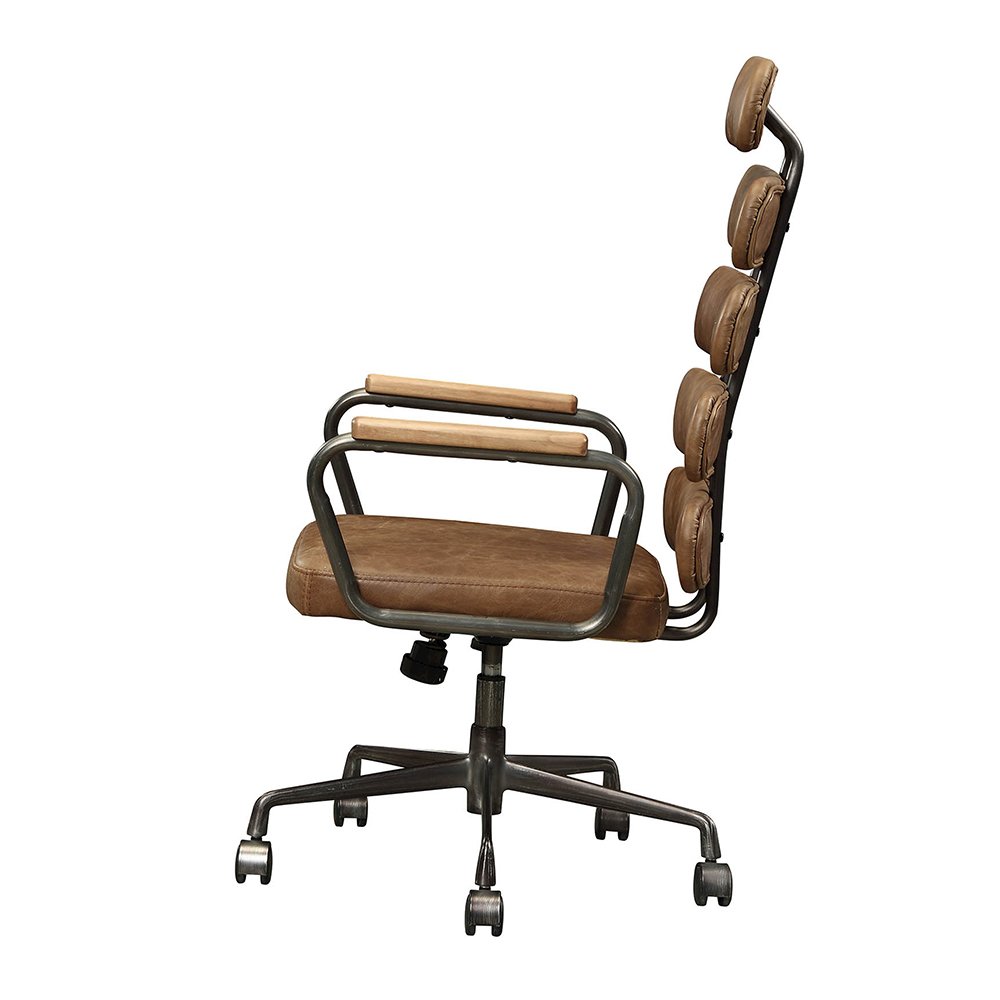 Calan Swivel Office Chair, Retro Brown Top Grain Leather