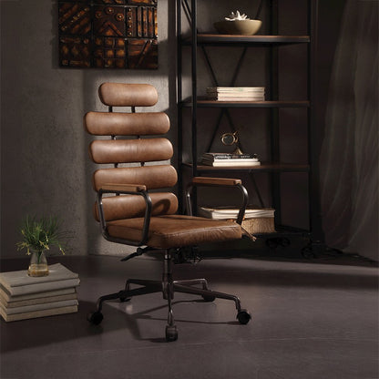 Calan Swivel Office Chair, Retro Brown Top Grain Leather