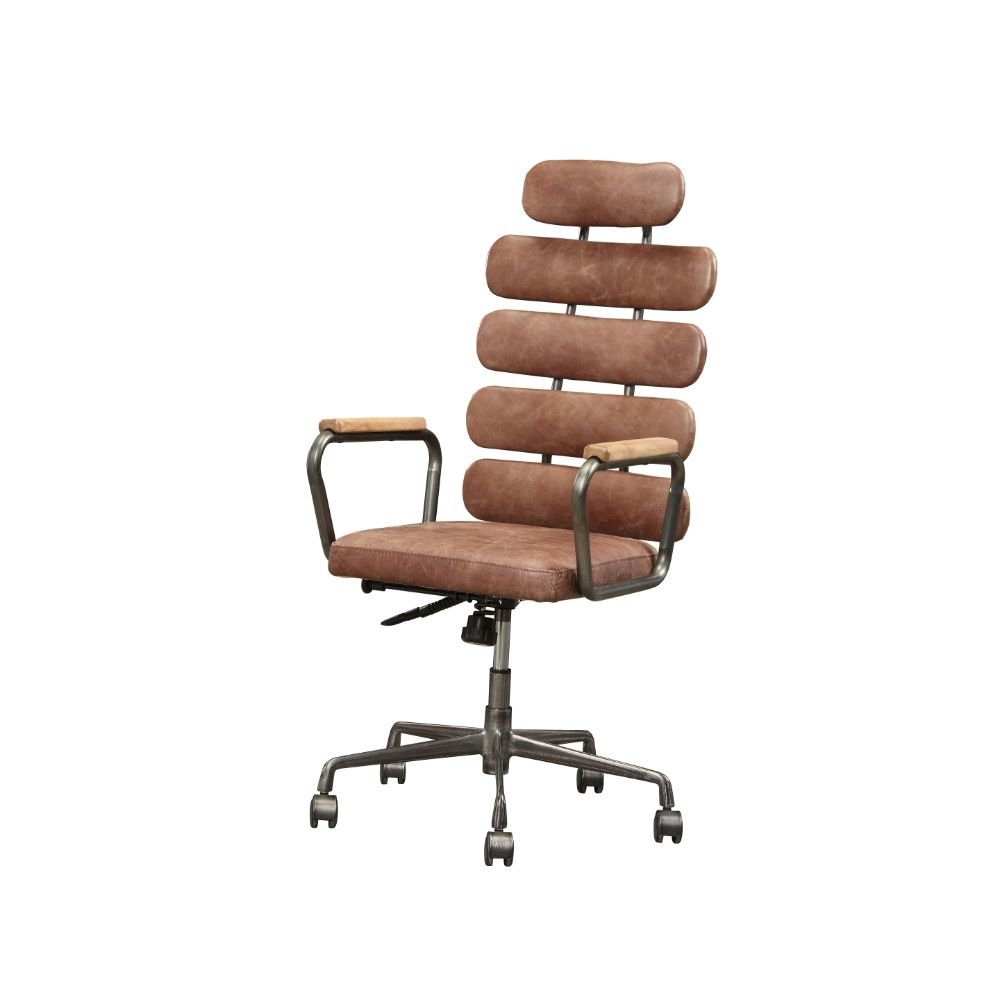 Calan Swivel Office Chair, Vintage Whiskey Top Grain Leather