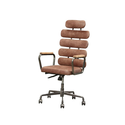 Calan Swivel Office Chair, Vintage Whiskey Top Grain Leather