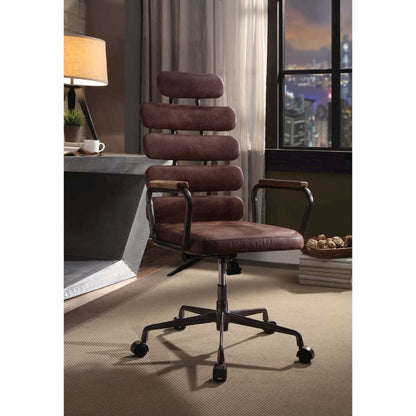 Calan Swivel Office Chair, Vintage Whiskey Top Grain Leather