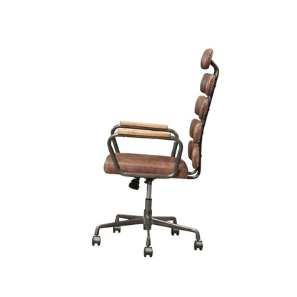 Calan Swivel Office Chair, Vintage Whiskey Top Grain Leather